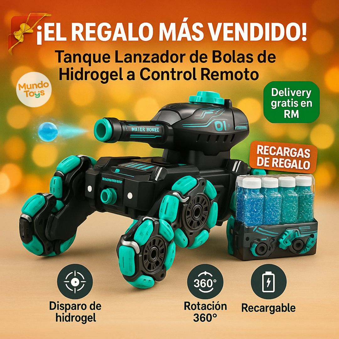 Tanque Lanzador de Bolas Hidrogel a Control Remoto + 5 RECARGAS DE REGALO🎁