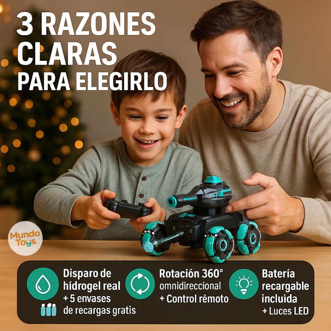 Tanque Lanzador de Bolas Hidrogel a Control Remoto + 5 RECARGAS DE REGALO🎁