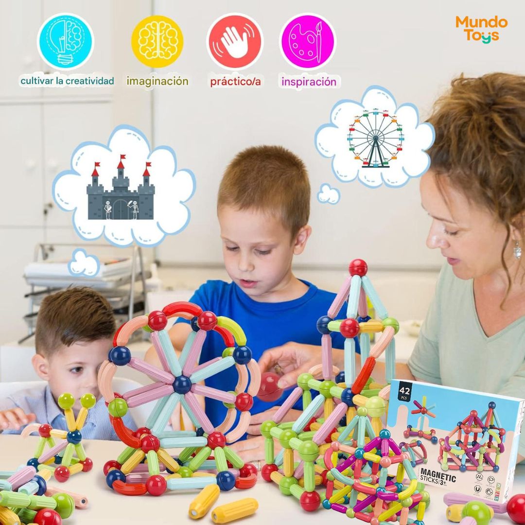 ConstruKids™ 42 Piezas Magnéticas para Jugar Aprendiendo - El Juguete del AÑO! 🎁 OFERTA BLACKFRIDAY 40% Dcto.