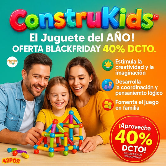 ConstruKids™ 42 Piezas Magnéticas para Jugar Aprendiendo - El Juguete del AÑO! 🎁 OFERTA BLACKFRIDAY 40% Dcto.